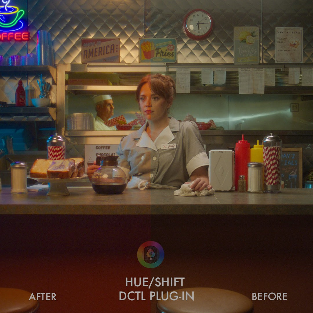 PixelTools Hue/Shift™ DCTL Plug-In HueShiftBeforeAfterDiner1x1-squashed