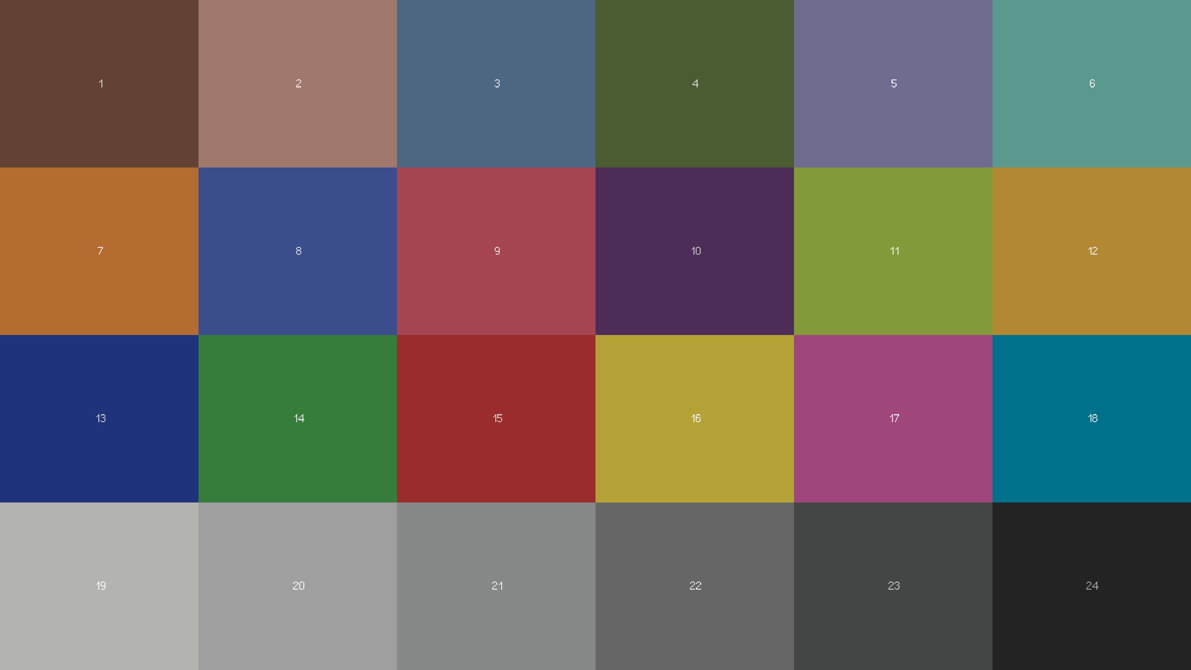 ColorChecker Classic 24-patch reference chart rendered by Chart/Tool DCTL