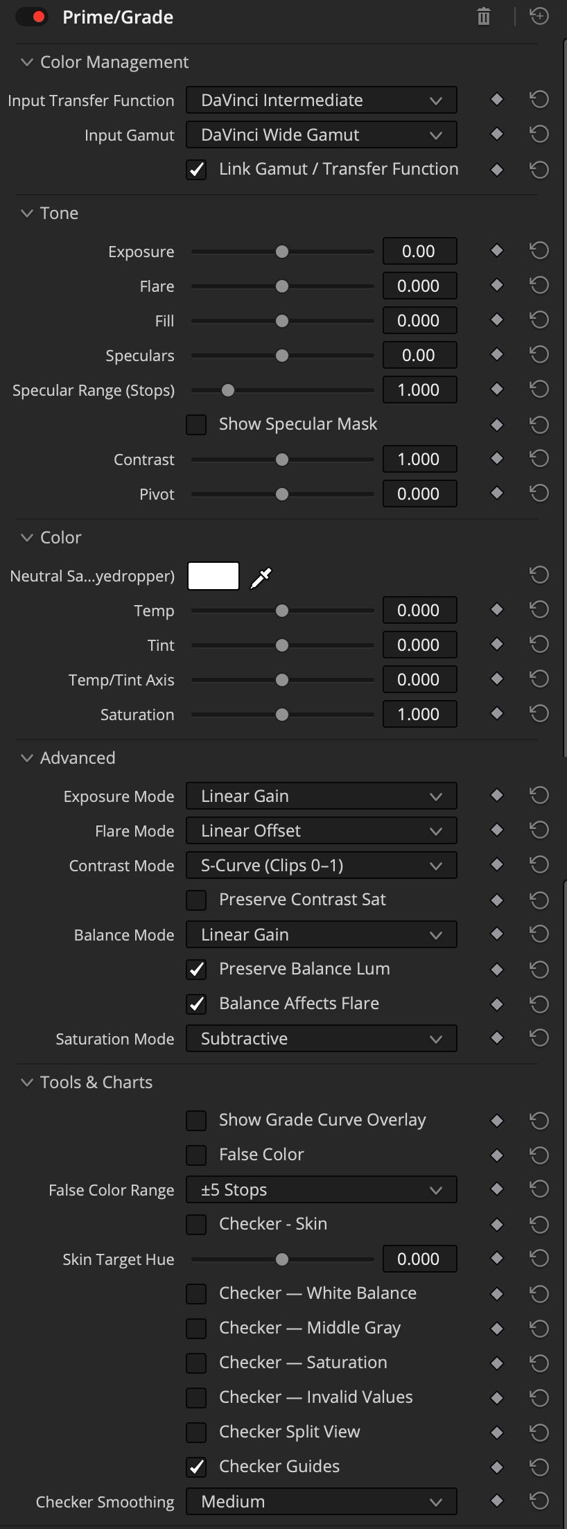 PrimeGrade_OFX_UI plug-in interface