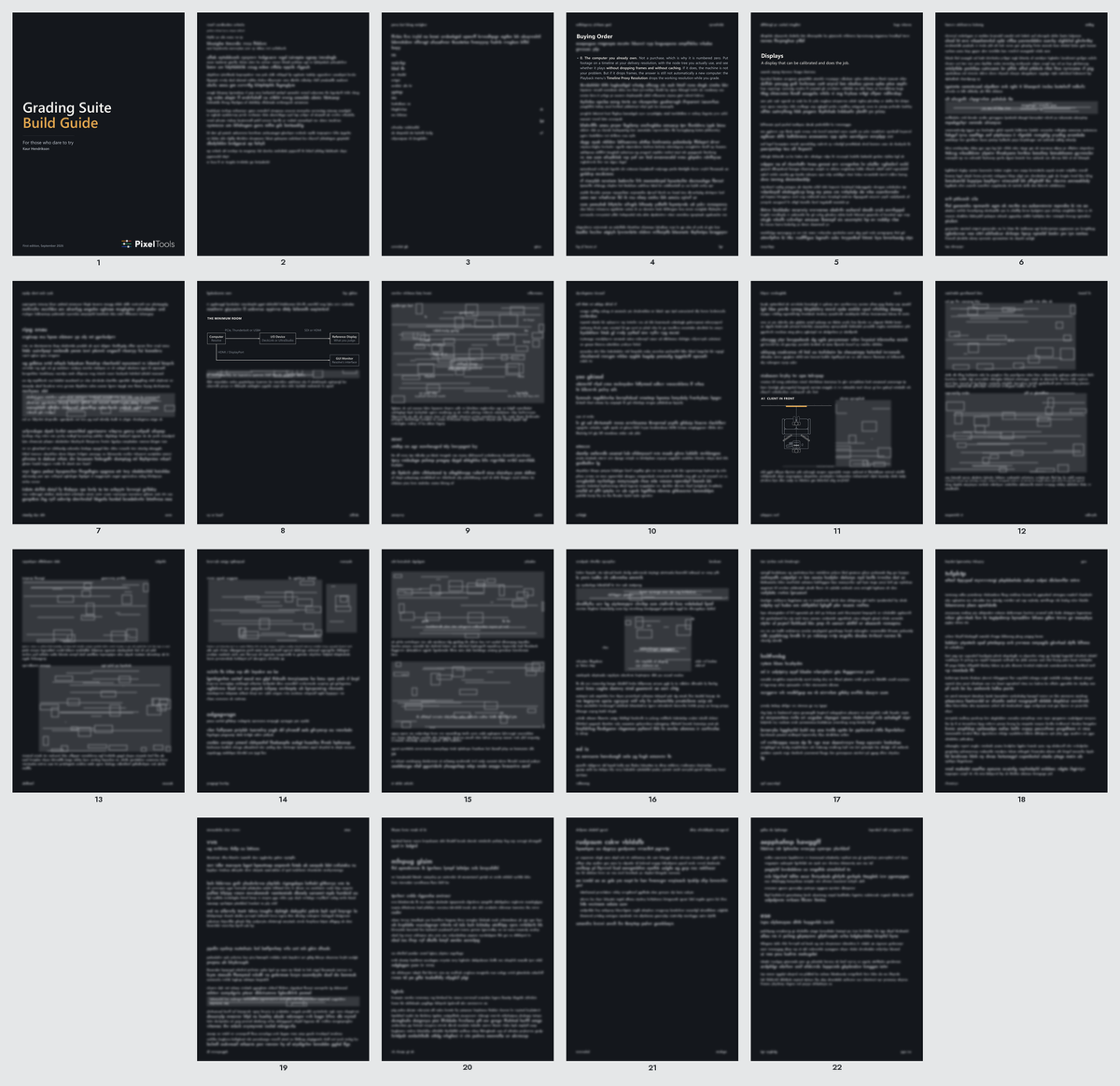 All 22 pages. Numbered thumbnails in page order; full cover and selected excerpts visible, remaining content obscured.